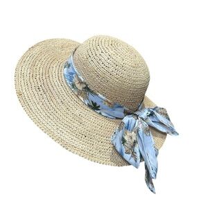 The Scala Collection Straw Sun Hat with Floral Band